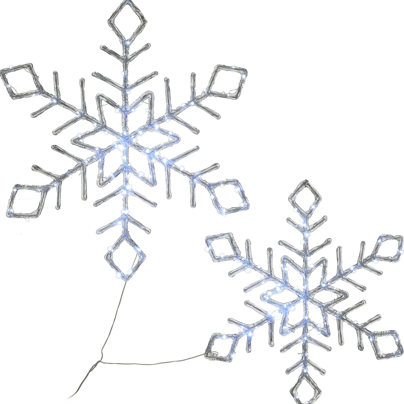 National Tree Company 24 in. Pre Lit Diamond Tip Snowflake Decorationvwith Cool White LED Lights