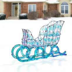 National Tree Company 26 in. Pre Lit Iridescent Santa Sleigh Decoration, Strung with 105 Cool White LED Lights
