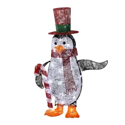 National Tree Company 36 in. Pre Lit Penguin with Red Top Hat and Candy Cane Decor