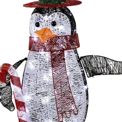 National Tree Company 36 in. Pre Lit Penguin with Red Top Hat and Candy Cane Decor