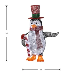 National Tree Company 36 in. Pre Lit Penguin with Red Top Hat and Candy Cane Decor