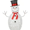 National Tree Company 36 in. Pre Lit Sisal Snowman Decoration with Cool White LED Lights