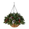 National Tree Company 20 in. Pre-Lit Frosted Berry Hanging Basket with LED Lights