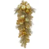 National Tree Company 36 in. Pre-Lit Be Merry Decorated Gold Teardrop with Warm White LED Lights