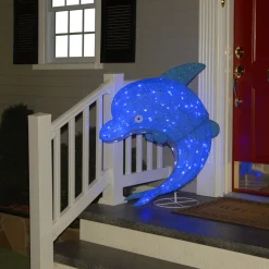 National Tree Company 40 in. Pre-Lit Blue Dolphin Outdoor Decoration with LED Lights