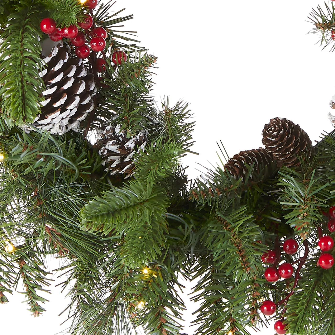 National Tree Company 24 in. Pre-Lit Bristle Berry Wreath with LED Lights