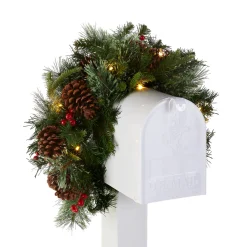 National Tree Company 36 in. Pre-Lit Colonial Fir Mailbox Swag with LED Lights