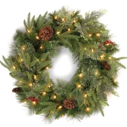 National Tree Company 30 in. Pre-Lit Colonial Fir Wreath with Clear Lights