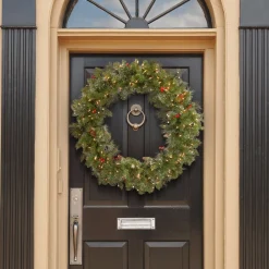 National Tree Company 36 in. Pre-Lit Crestwood Spruce Wreath with Clear Lights