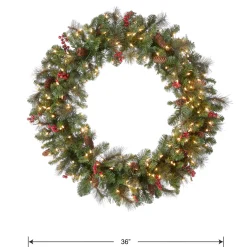 National Tree Company 36 in. Pre-Lit Crestwood Spruce Wreath with Clear Lights