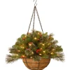 National Tree Company 20 in. Pre-Lit Crestwood Spruce Hanging Basket with LED Lights
