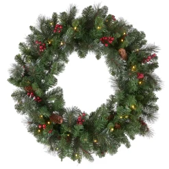 National Tree Company 30 in. Pre-Lit Crestwood Spruce Wreath with Warm White LED Lights