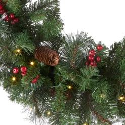 National Tree Company 30 in. Pre-Lit Crestwood Spruce Wreath with Warm White LED Lights