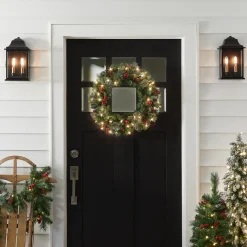 National Tree Company 24 in. Pre-Lit Crestwood Spruce Wreath with Clear Lights - Plug In