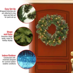 National Tree Company 24 in. Pre-Lit Crestwood Spruce Wreath with Clear Lights - Plug In