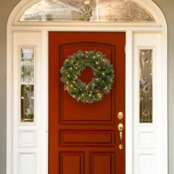 National Tree Company 24 in. Pre-Lit Crestwood Spruce Wreath with Warm White LED Lights