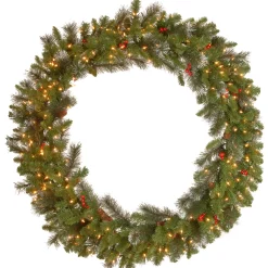 National Tree Company 48 in. Pre-Lit Crestwood Spruce Wreath with Clear Lights