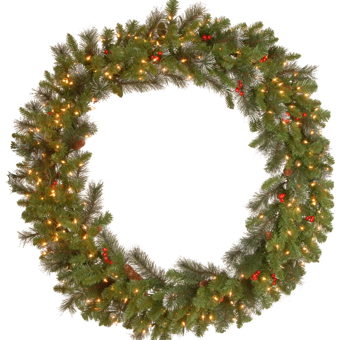 National Tree Company 48 in. Pre-Lit Crestwood Spruce Wreath with Clear Lights