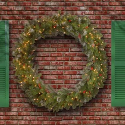 National Tree Company 48 in. Pre-Lit Crestwood Spruce Wreath with Clear Lights