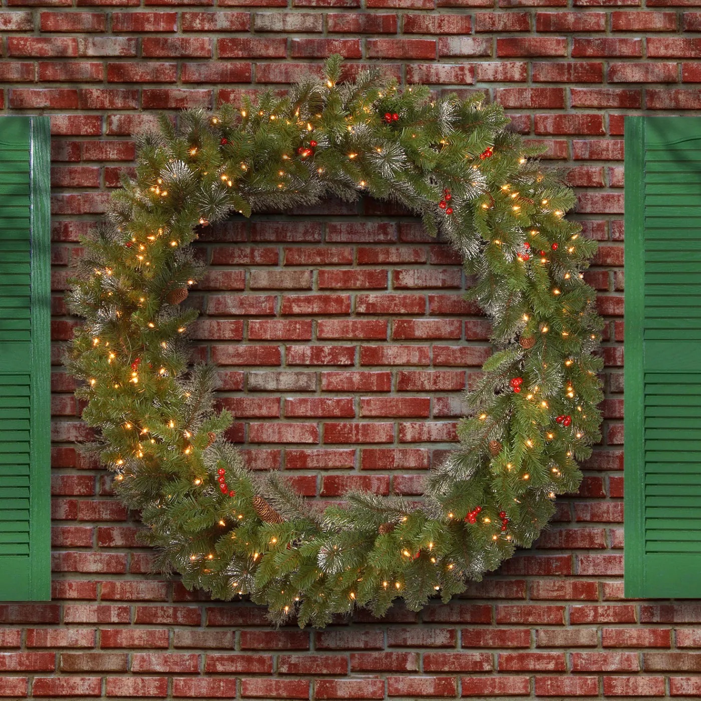 National Tree Company 48 in. Pre-Lit Crestwood Spruce Wreath with Clear Lights