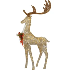 National Tree Company 55 in. Pre-lit Crystal Champagne Standing Buck
