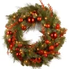National Tree Company 24 in. Pre-Lit Decorative Collection Red Mixed Wreath with Warm White LED Lights