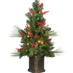 National Tree Company 40 in. Pre-Lit Decorative Collection Magnolia Tree with Clear Lights
