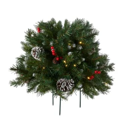 National Tree Company 18 in. Pre-Lit Frosted Berry Urn Filler with LED Lights