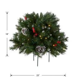 National Tree Company 18 in. Pre-Lit Frosted Berry Urn Filler with LED Lights