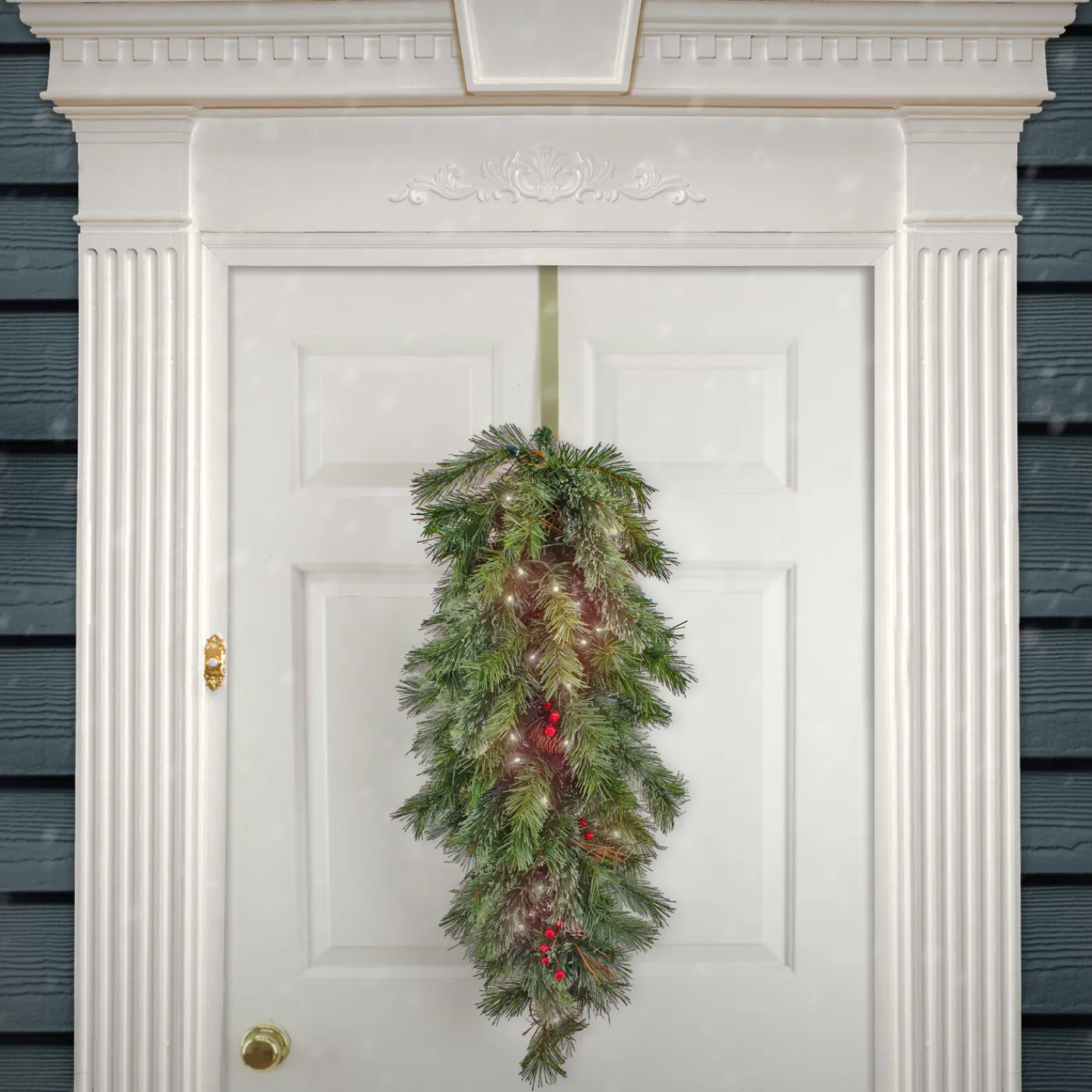 National Tree Company 36 in. Pre-Lit Glistening Pine Teardrop with LED Lights