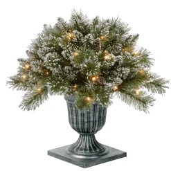 National Tree Company 24 in. Pre-Lit Glittery Bristle Pine Porch Bush with Twinkly LED Lights