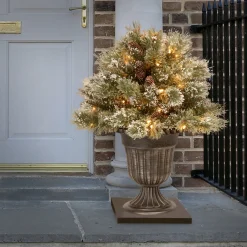 National Tree Company 24 in. Pre-Lit Glittery Bristle Pine Porch Bush with Twinkly LED Lights