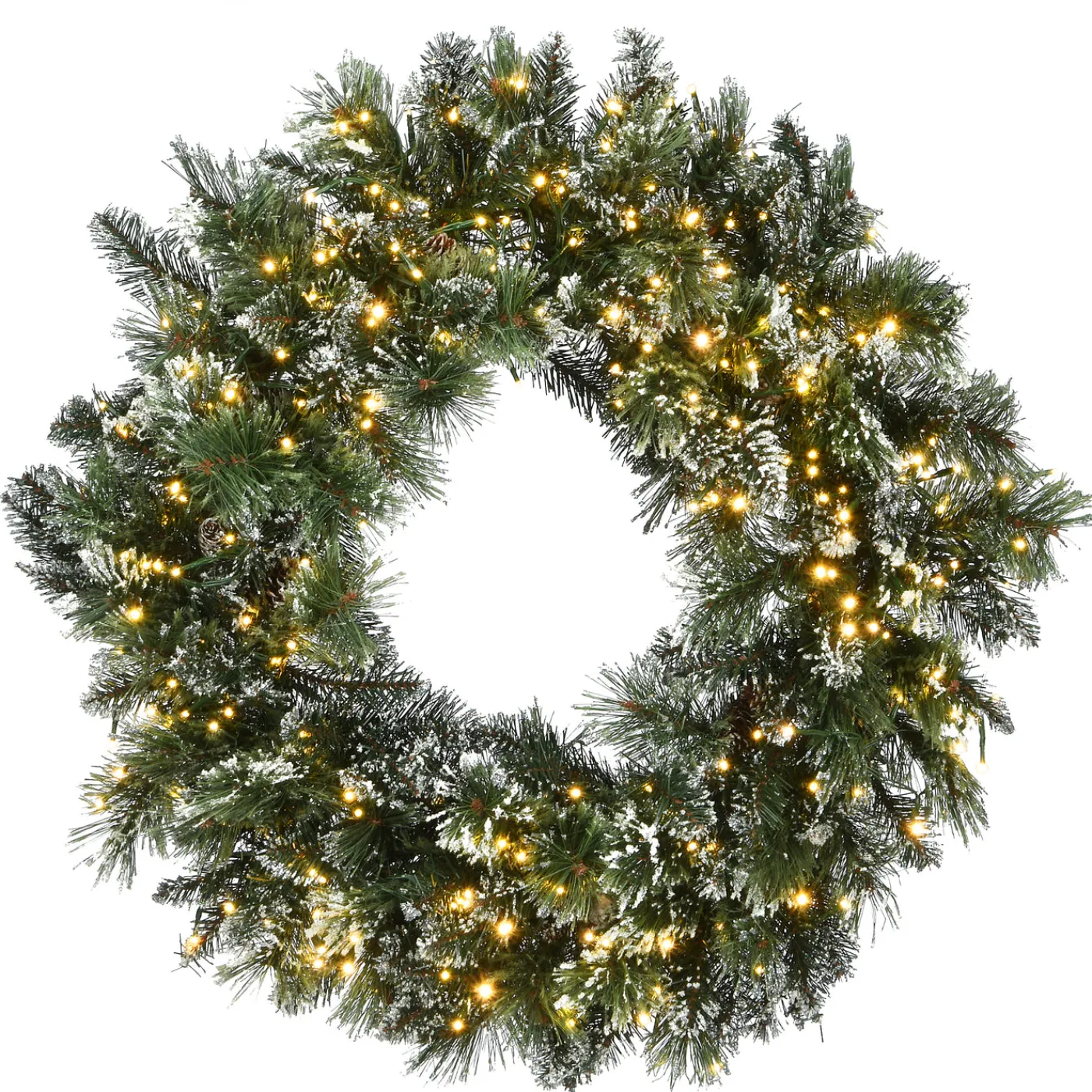 National Tree Company 30 in. Pre-Lit Glittery Bristle Pine Wreath with Dual Color LED Cosmic Lights