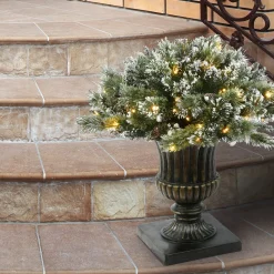 National Tree Company 36 in. Pre-Lit Glittery Bristle Pine Urn Filler with LED Lights