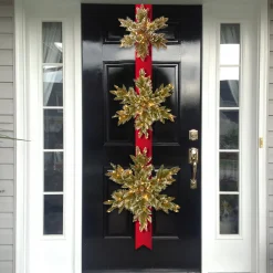 National Tree Company 70 in. Pre-Lit Glittery Bristle Pine Snowflake with White Lights