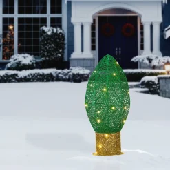 National Tree Company 20 in. Pre-Lit Green Christmas Light Bulb Decoration