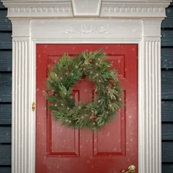 National Tree Company 28 in. Pre-Lit HGTV Home Collection Black Tie Cedar Wreath