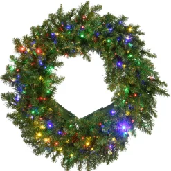 National Tree Company 24 in. Pre-Lit Kingswood Fir Wreath with Dual Color Infinity Lights