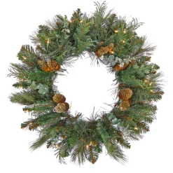 National Tree Company 30 in. Pre-Lit North Conway Wreath with Warm White LED Lights