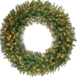 National Tree Company 48 in. Pre-Lit Norwood Fir Wreath with Warm White LED Lights