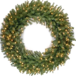 National Tree Company 48 in. Pre-Lit Norwood Fir Wreath with Warm White LED Lights
