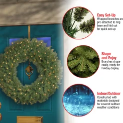 National Tree Company 36 in. Pre-Lit Norwood Fir Wreath with Clear Lights