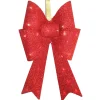 National Tree Company 20 in. Pre-Lit Red Fabric Bow with Battery Operated LED Lights
