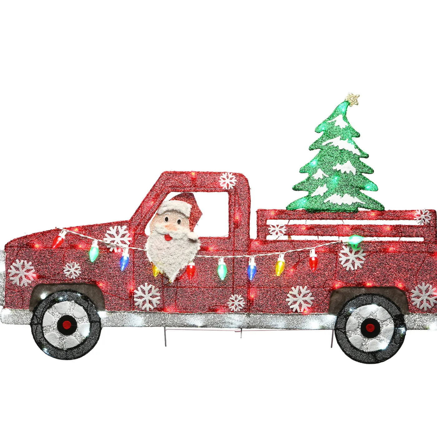 National Tree Company 27 in. Pre-Lit Santa in Red Truck