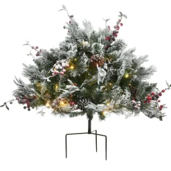 National Tree Company 22 in. Pre-Lit Snowy Bedford Urn Filler with LED Lights