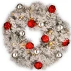 National Tree Company 24 in. Pre-Lit Snowy Bristle Pine Wreath with LED Lights