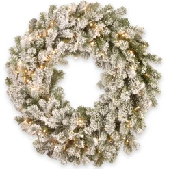 National Tree Company 24 in. Pre-Lit Snowy Sheffield Spruce Wreath with Twinkly LED Lights