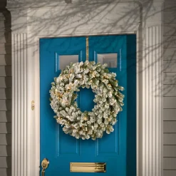 National Tree Company 24 in. Pre-Lit Snowy Sheffield Spruce Wreath with Twinkly LED Lights