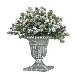 National Tree Company 24 in. Pre-Lit Snowy Sheffield Spruce Porch Bush with Twinkly LED Lights