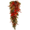 National Tree Company 36 in. Pre-Lit Tartan Plaid Teardrop with Warm White LED Lights